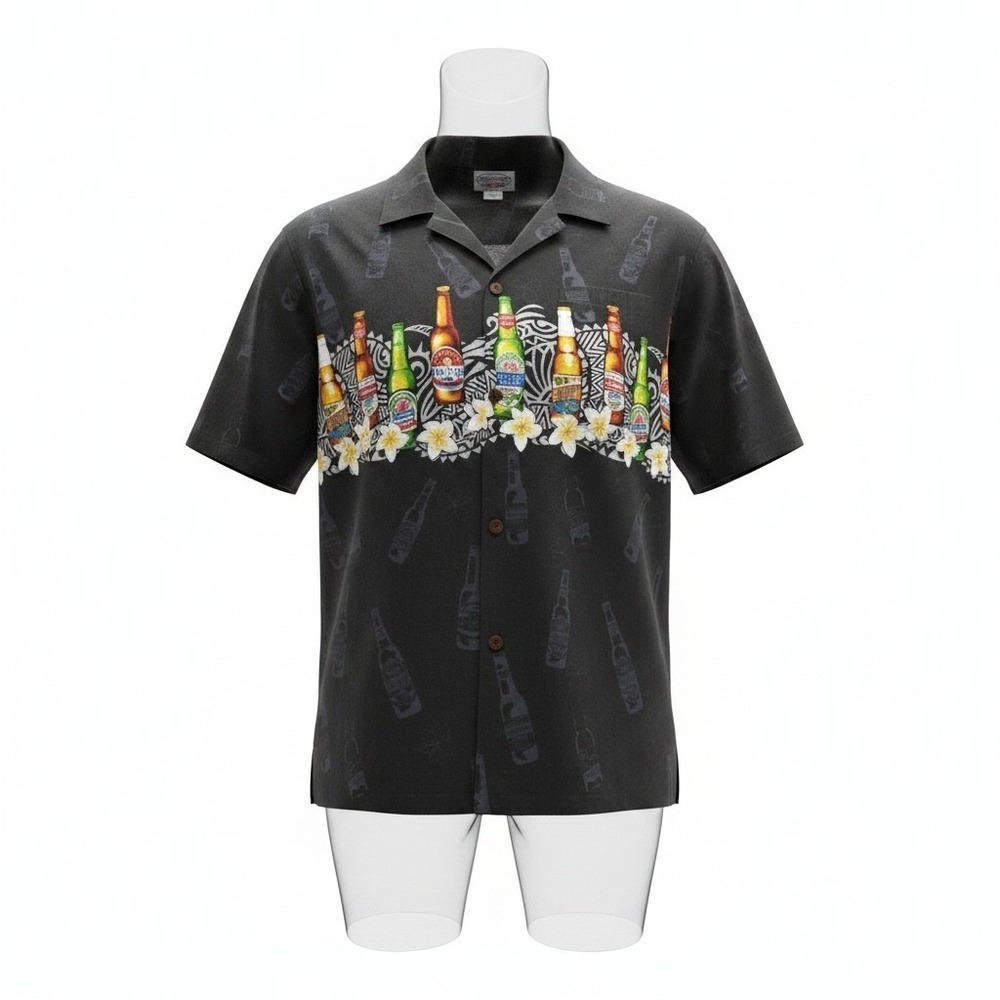 Vtg Pacific Legend Resortwear Shirt Mens Festive Cotton Hawaiian Beer Size XL